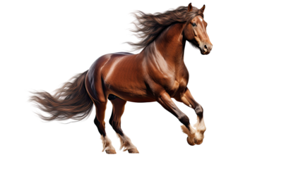 running horse isolated on white background