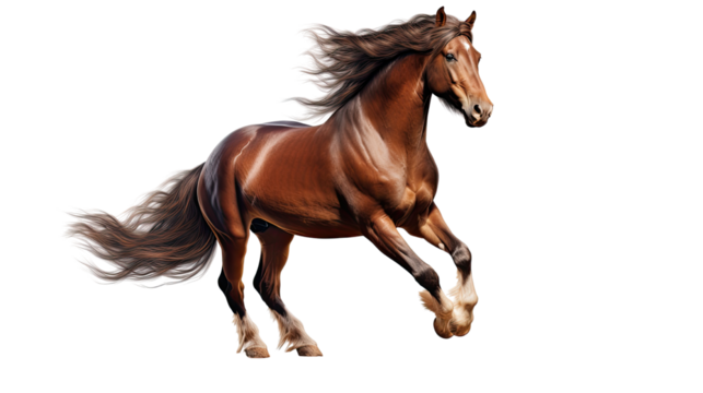 running horse isolated on white background