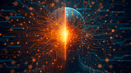 Use of modern AI models represents significant progress, with safety measures crucial for ethical development. Abstract visuals express powerful intelligence and evolving digital consciousness