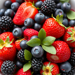 Fototapeta premium fresh berries antioxidant fruit medley of blackberries, blueberries, strawberries