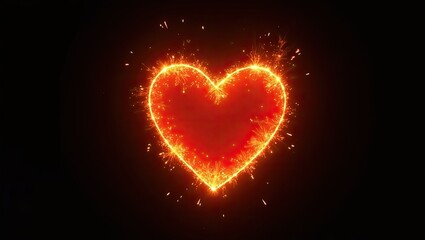 burning heart on black background
