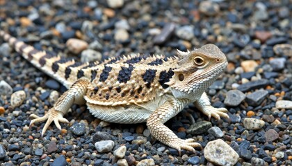Obraz premium Bearded dragon observing its environment natural habitat wildlife photography rocky terrain close-up shot