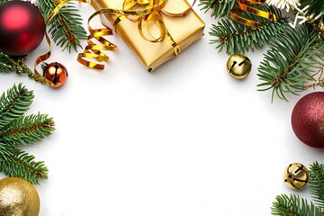 christmas background with fir branches and balls