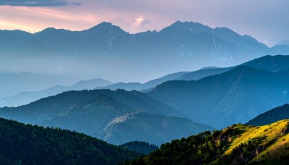 Mountain range panorama at sunset