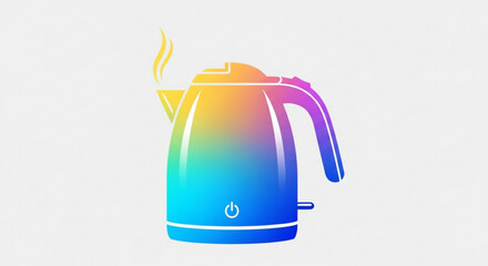 Obraz premium Vibrant illustration of a modern electric kettle with steam, , representing kitchen appliance