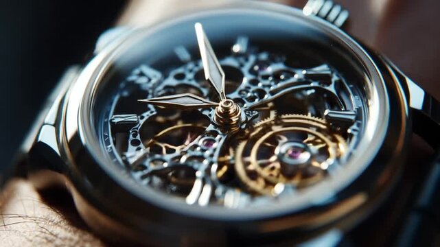 Close-up of an intricate mechanical watch design