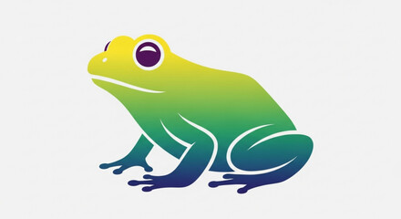 Obraz premium Illustration of a colorful frog with gradient skin, a cartoon amphibian with big eyes