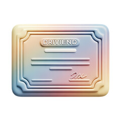 3D Render of a Dividend Certificate: Pastel-Colored Investment Asset Illustration