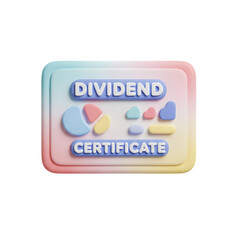 3D Render of a Dividend Certificate: Pastel-Colored Investment Asset Illustration