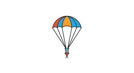 Colorful parachute with a person descending, representing adventure, safety, and controlled descent