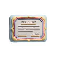 3D Render of a Dividend Certificate: Pastel-Colored Investment Asset Illustration