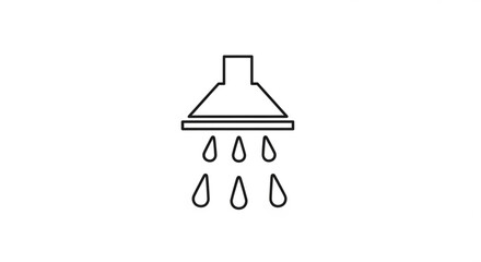 Illustration of a shower head with water droplets for a bathroom or plumbing concept