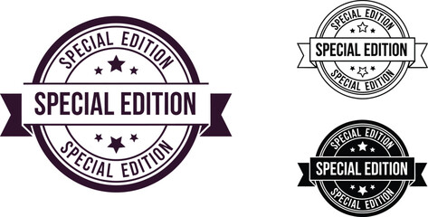Collection of "Special Edition" circular badges and labels for unique products or offers