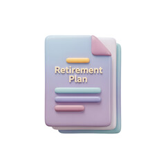 3D Render: Retirement Plan Document with Growth Chart - Financial Planning Icon