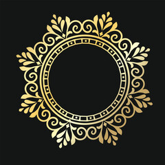 Decorative line art frames for design template. Elegant vector element for design in Eastern style, place for text. Golden outline floral border. Lace illustration for invitations and greeting cards