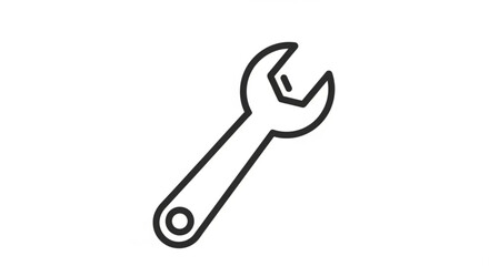 Black and white line drawing of a wrench tool for repair and maintenance