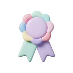 Pastel Candy Cane Award Badge: 3D Render of Festive Achievement Icon