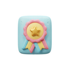 Pastel Candy Cane Award Badge: 3D Render of Festive Achievement Icon