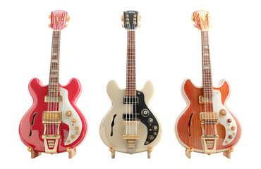 Obraz premium Vintage Electric Guitars Collection on Transparent Background