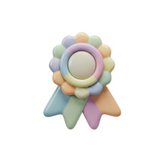 Pastel Candy Cane Award Badge: 3D Render of Festive Achievement Icon