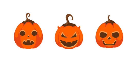 Cute halloween pumpkin on white background