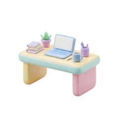 Pastel Workspace: 3D Render of a Modern Desk Setup