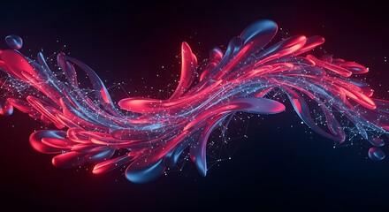 Abstract Red and Blue Flowing Forms.