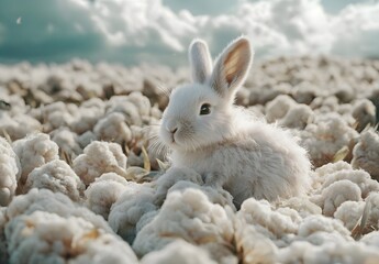 White Rabbit in Cotton Field
