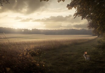 Sunrise Hare in Field