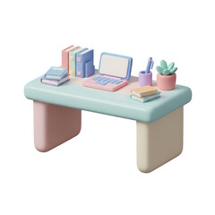 Pastel Workspace: 3D Render of a Modern Desk Setup