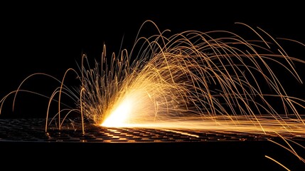 Sparks Flying During Metal Cutting