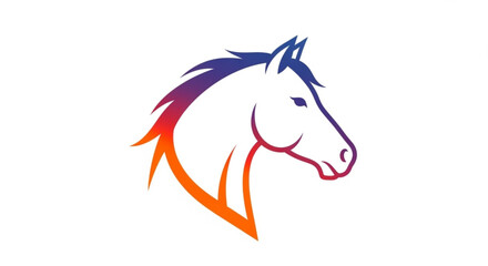 A striking horse head logo design with a vibrant gradient, , perfect for equestrian or branding purposes