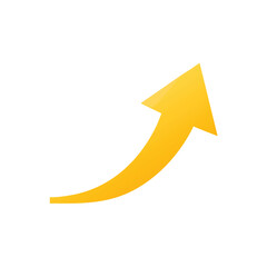 A bold solid yellow arrow pointing forward rendered with clean lines and vibrant color