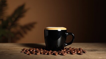 cup of coffee with beans