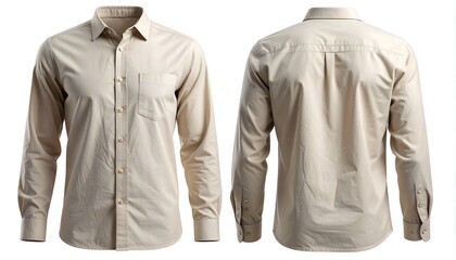 Beige dress shirt, front and back views