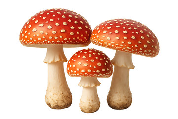 Red Toadstool Mushrooms Isolated on Transparent Background