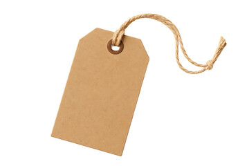 Blank Paper Tag with Twine Isolated on Transparent Background
