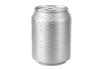 Cold Aluminum Soda Can with Water Droplets Isolated on Transparent Background