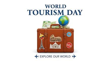 Naklejka premium Celebrate World Tourism Day Explore Our Amazing World