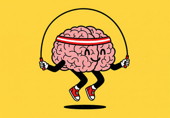 Mental fitness and brain training concept, vector illustration.