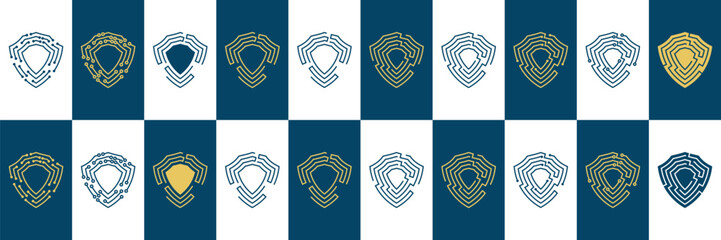 shield logo technology for your company, shield logo for security data	