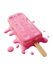 Pink popsicle melting, dripping
