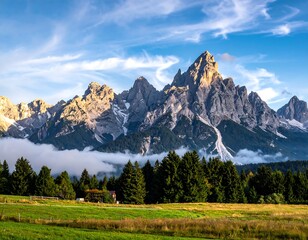 Majestic mountain range at sunrise