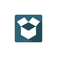 Cardboard Box Flat Design Shipping Icon with Side Shadow