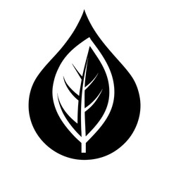 Eco leaf water drop silhouette concept nature symbol vector
