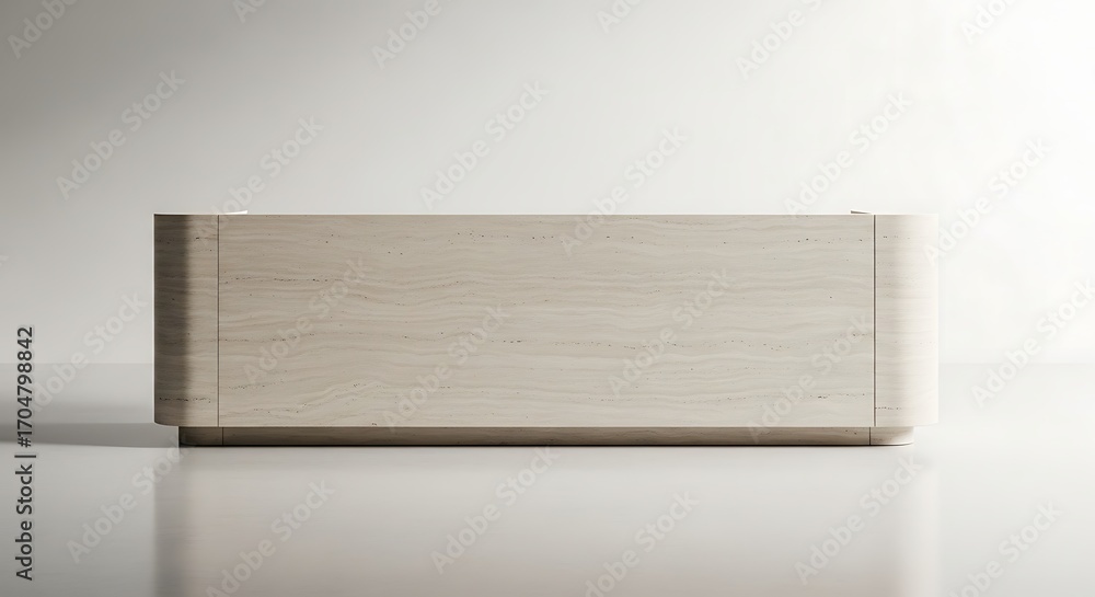 Poster minimalist rectangular podium block with soft shadows on a reflective gradient background.