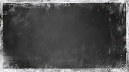 Retro background with scratch effect, dust overlay, grain and black ink frame. White rough brush adds dirt, splatter texture, noise, grunge, graphic abstract vintage design
