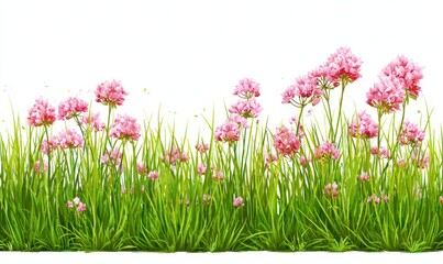 Pink flowers in tall green grass