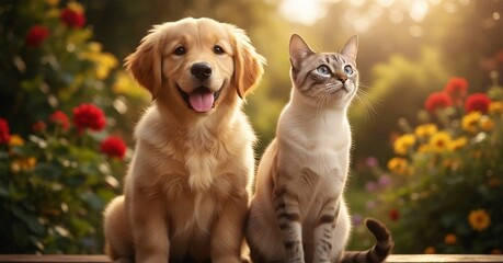 Best Friends Forever: Puppy and Kitten, Golden Retriever Puppy and Tabby Cat, Adorable Pet Companions

