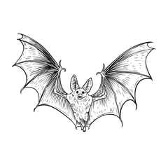 flying bat vector hand drawn illustration